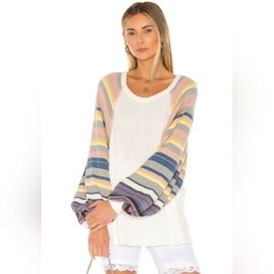 We The Free|Free People rainbow balloon sleeve sweater